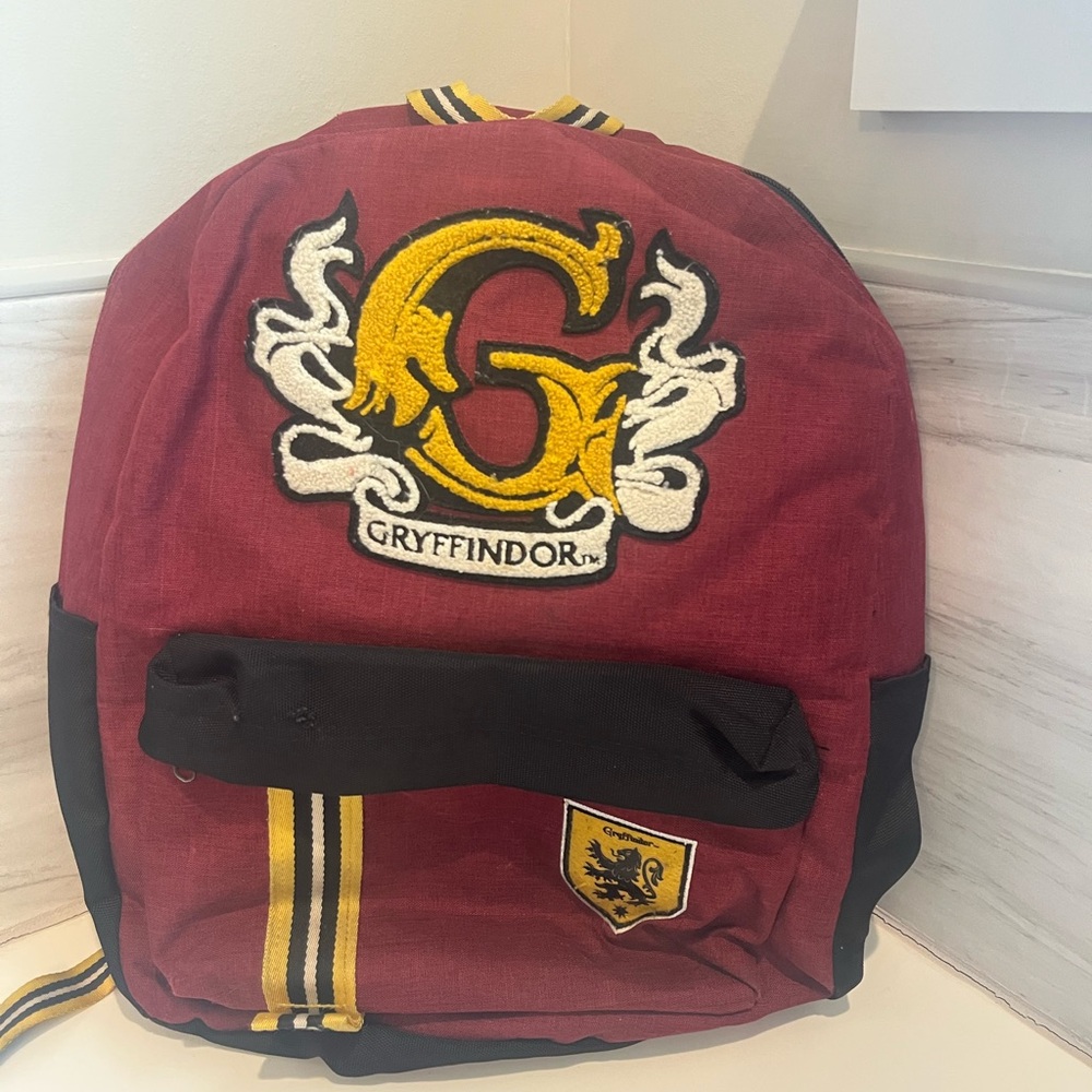 Harry Potter Gryffindor House Patch Backpack Vintage letterman Book Bag School